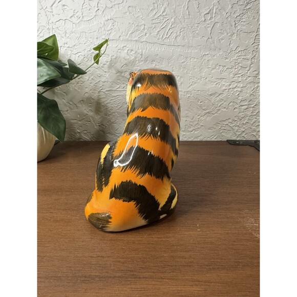 Vintage Wales Chinaware Porcelain Hand Painted Tiger Figurine Japan Large - Picture 3 of 10
